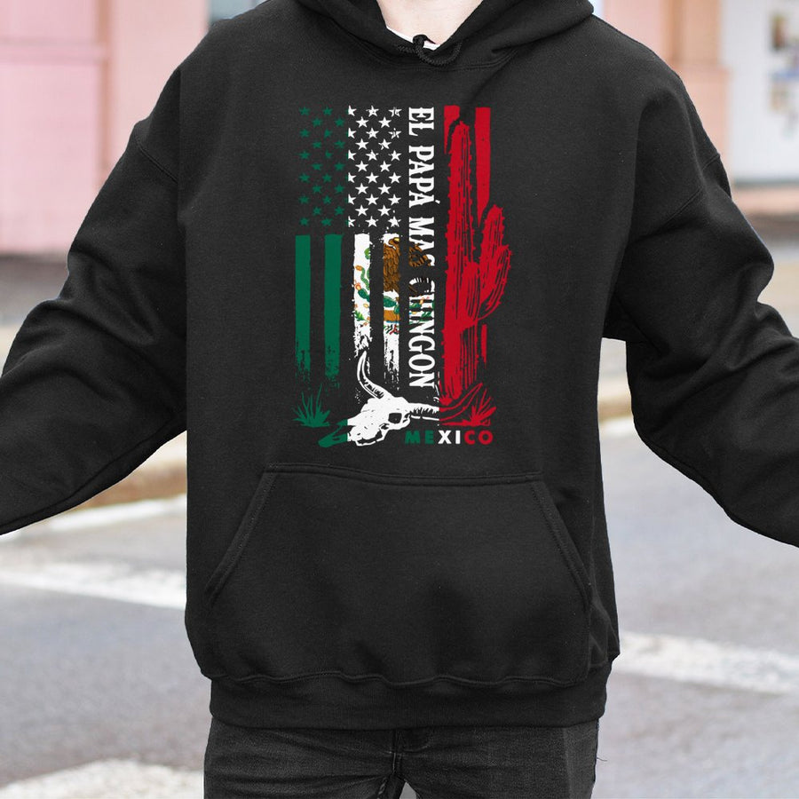 El Papa Mas Chingon Hoodie | Mexican American Flag Design | Premium Cotton Blend | Gift for Dad Father's Day 2026 Birthday