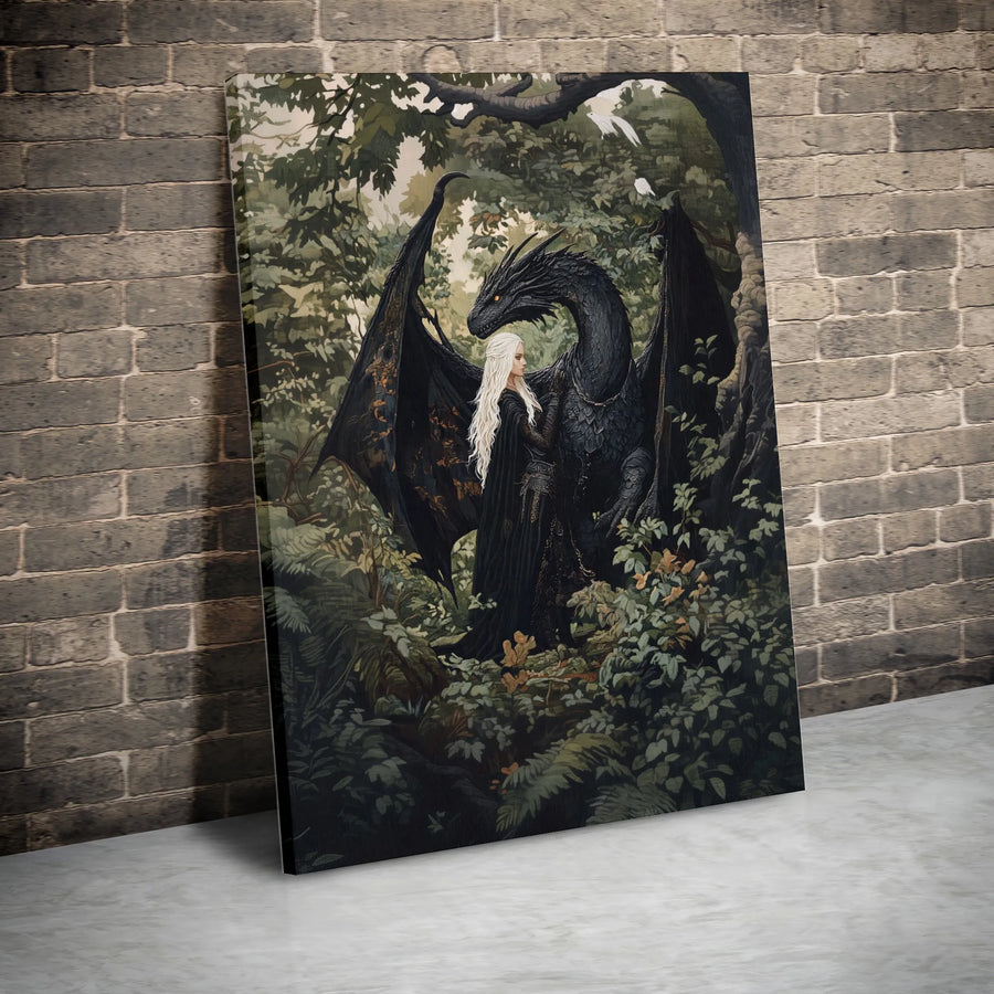 Fantasy Dragon Queen Wall Art | Enchanted Forest Dragon Canvas Print | Premium Gallery-Wrapped Decor | Unique Gift for Fantasy Lovers
