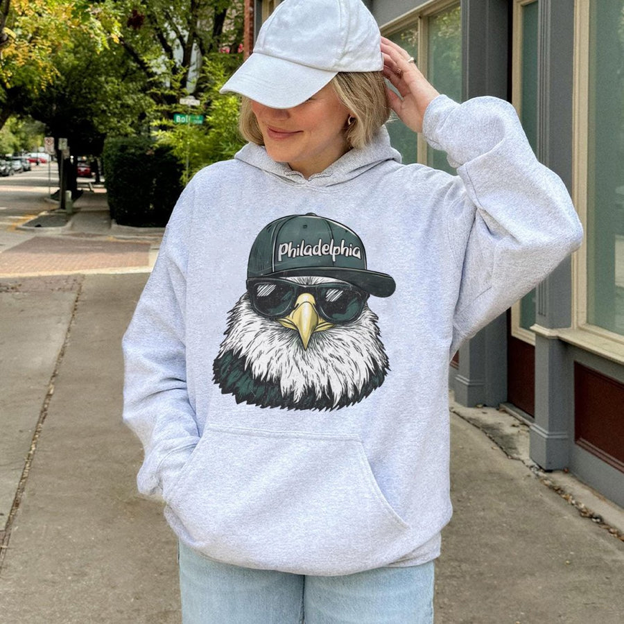 Philadelphia Bald Eagle Wearing Sunglasses And Baseball Cap Hoodie