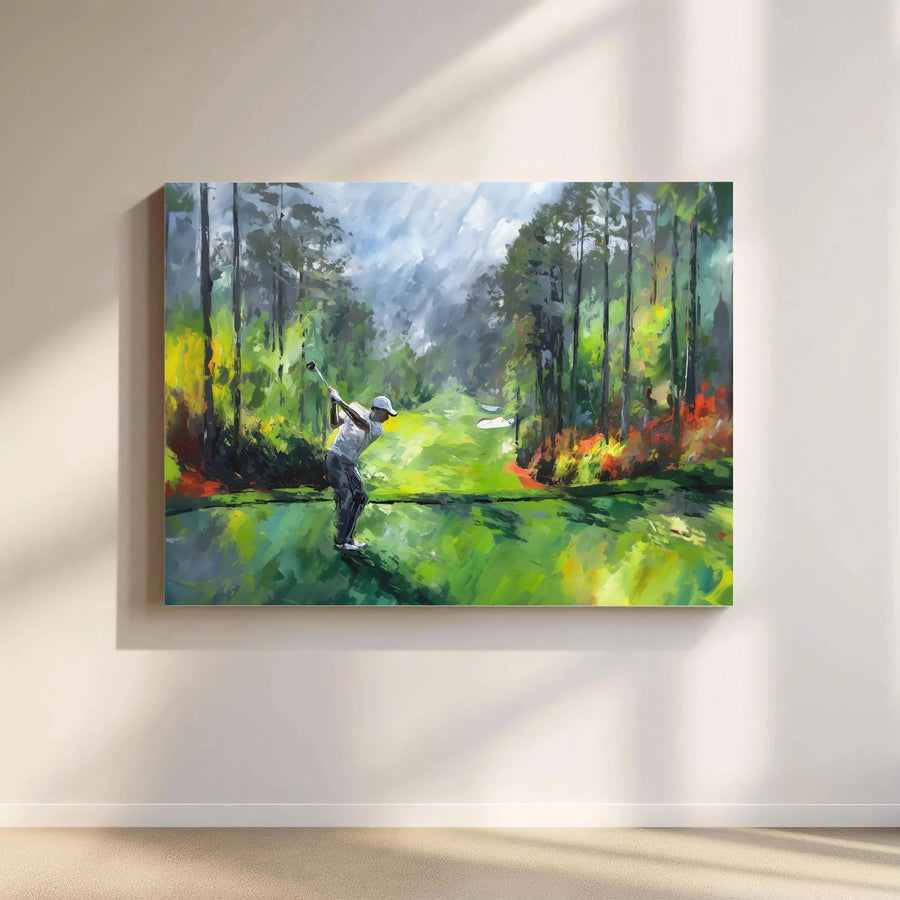 Golfer Canvas Print | Impressionist Golf Course Painting | Premium Gallery Wall Art | Gift for Dad & Man Cave Decor