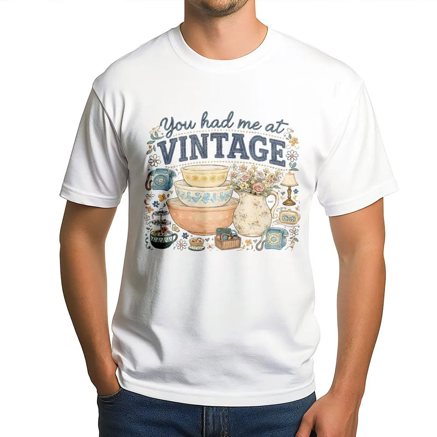 Vintage Thrifting T-Shirt | You Had Me At Vintage Retro Kitchenware Graphic | Comfort Colors Cotton Tee | Gift for Antique Collector