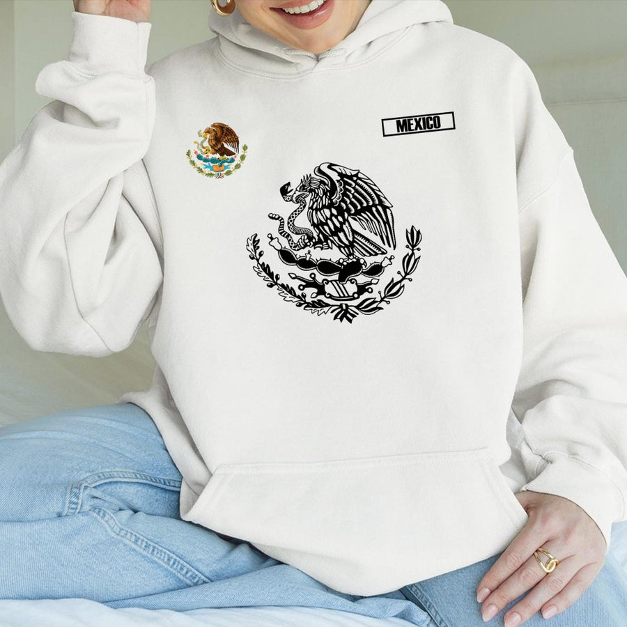 Mexico Eagle Flag Hoodie | Mexican Heritage Graphic Print | Premium Cotton-Blend Pullover | Patriotic Gift for Men and Women