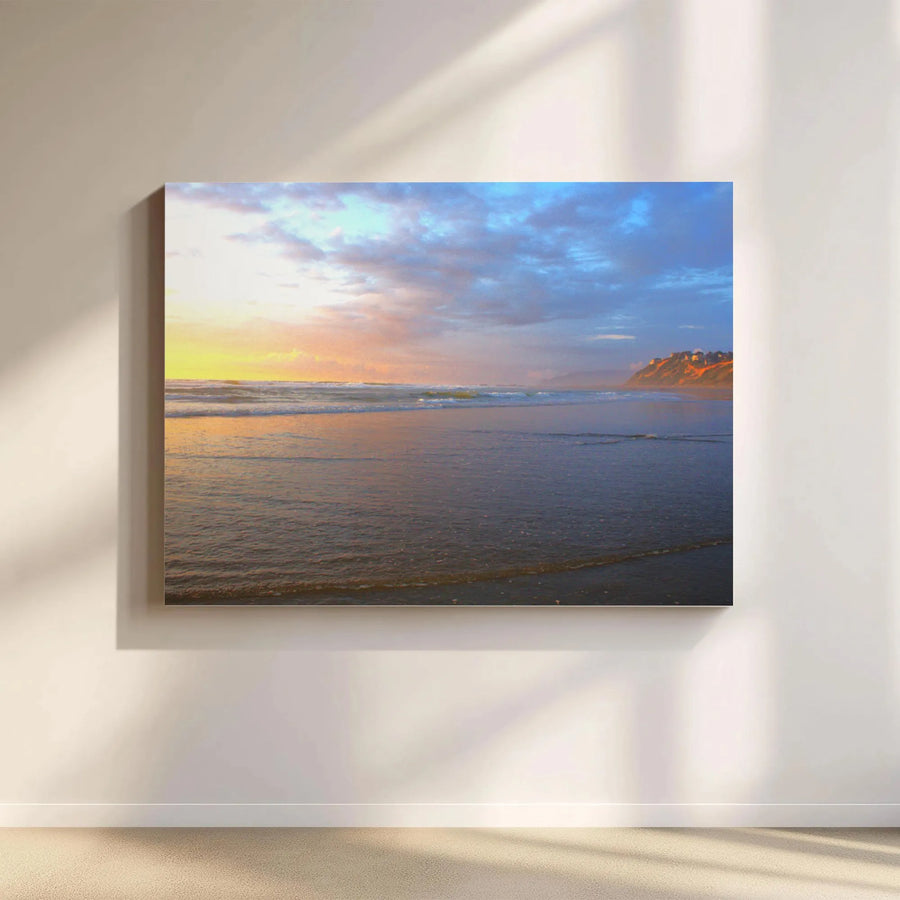 Ocean Sunset Beach Canvas Wall Art | Coastal Cliff Scenery | Premium Fade-Resistant Print | Relaxing Home Office Decor
