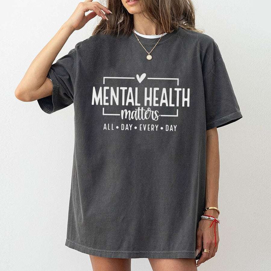 Mental Health Matters T-Shirt | Inspirational Self Care Graphic Tee | Premium 100% Cotton Apparel | Anxiety Awareness Gift for Counselors & Advocates