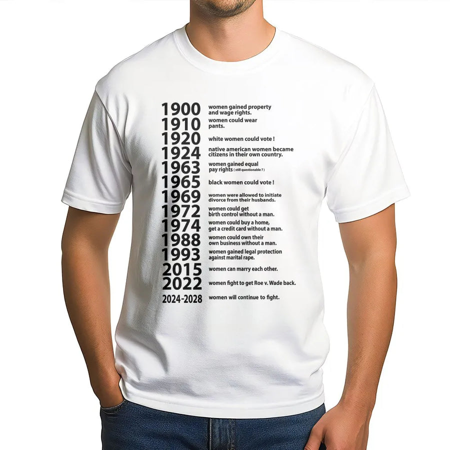 Feminist Timeline T-Shirt | Women's Rights Historical Graphic | Premium Soft Cotton Tee | Empowering Activist Gift for Her