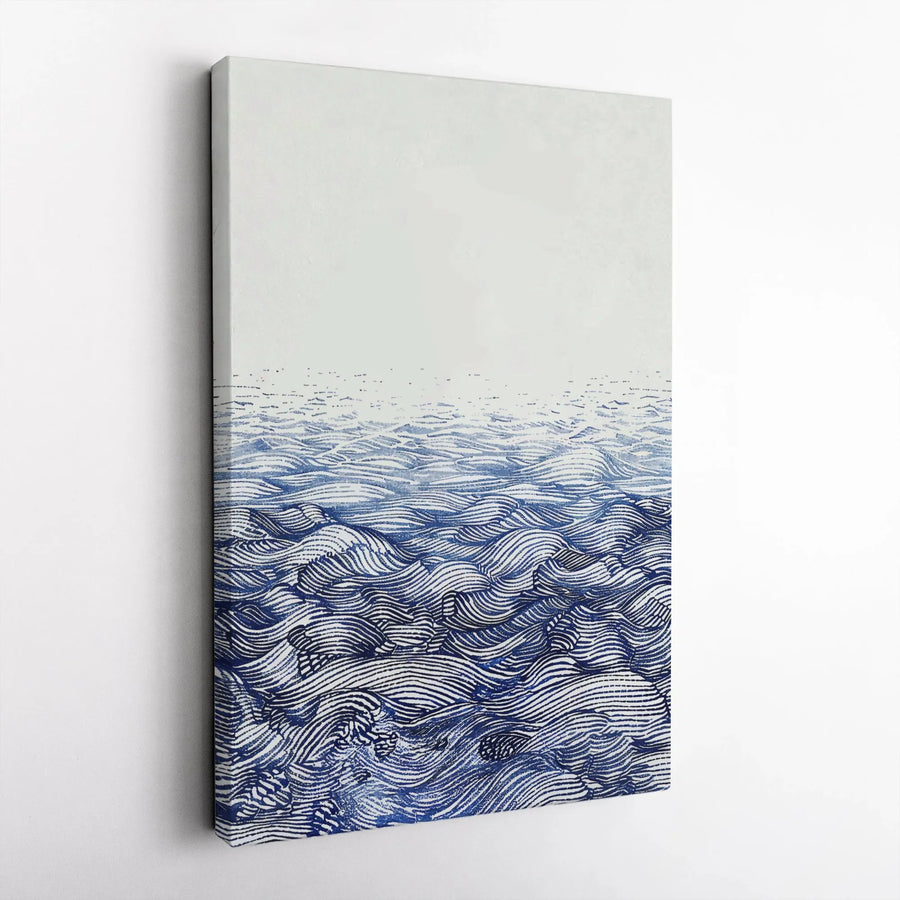 Abstract Ocean Wave Canvas Wall Art | Minimalist Japanese Wave Print | Premium Gallery Wrapped Canvas | Modern Coastal Home Decor Gift