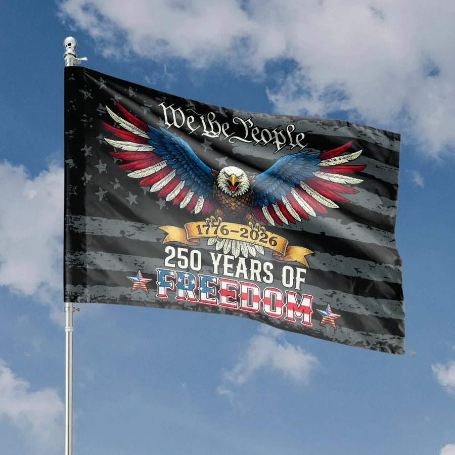 Patriotic 250th Anniversary Flag 1776-2026 | We The People American Eagle House Flag | Double Sided Polyester | Collector's Yard Decor Gift