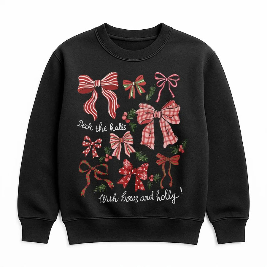 Christmas Bow Sweatshirt | Festive Holiday Ribbon Graphic | Soft Cotton Blend Crewneck | Cozy Winter Gift for Women