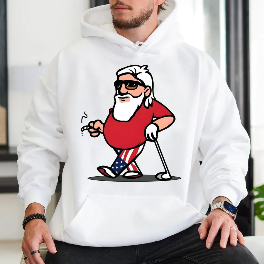 Grip It & Rip It Golf Hoodie | Funny Patriotic Golfer with USA Flag Pants | Premium Cotton Blend | Humor Gift for Dad, Grandpa