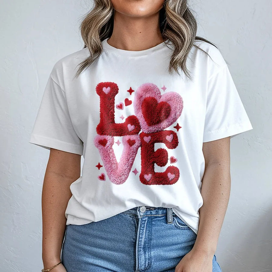 Love Yarn T-Shirt | Textured 3D Knit Look Graphic | Premium Soft Cotton Tee | Romantic Valentine's Day Gift For Her