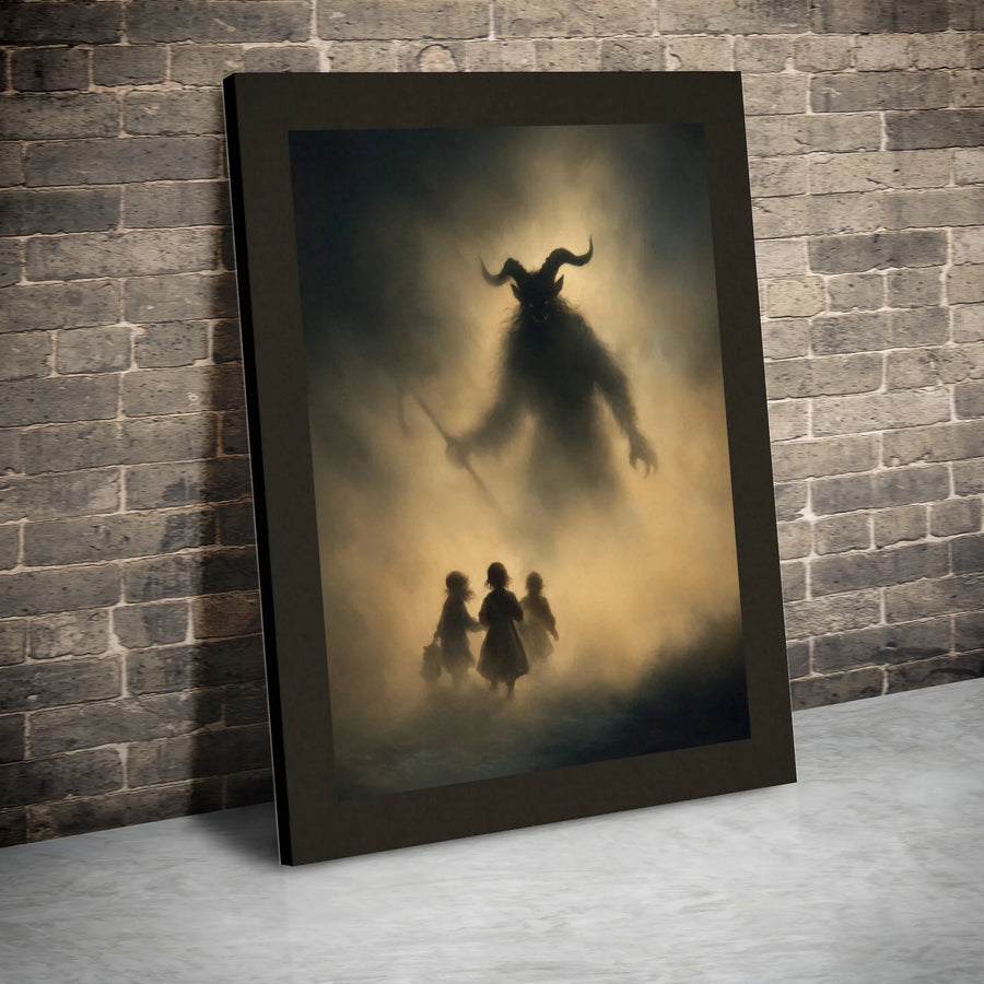 Krampus Wall Art Canvas | Dark Fantasy Demon Christmas Decor | Premium Gallery Wrap Print | Gothic Horror Gift for Collectors