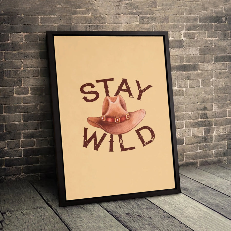 Stay Wild Cowboy Hat Canvas Wall Art | Western Boho Decor Print | Premium Gallery-Wrapped Canvas | Rustic Aesthetic Gift for Cowgirl Lovers