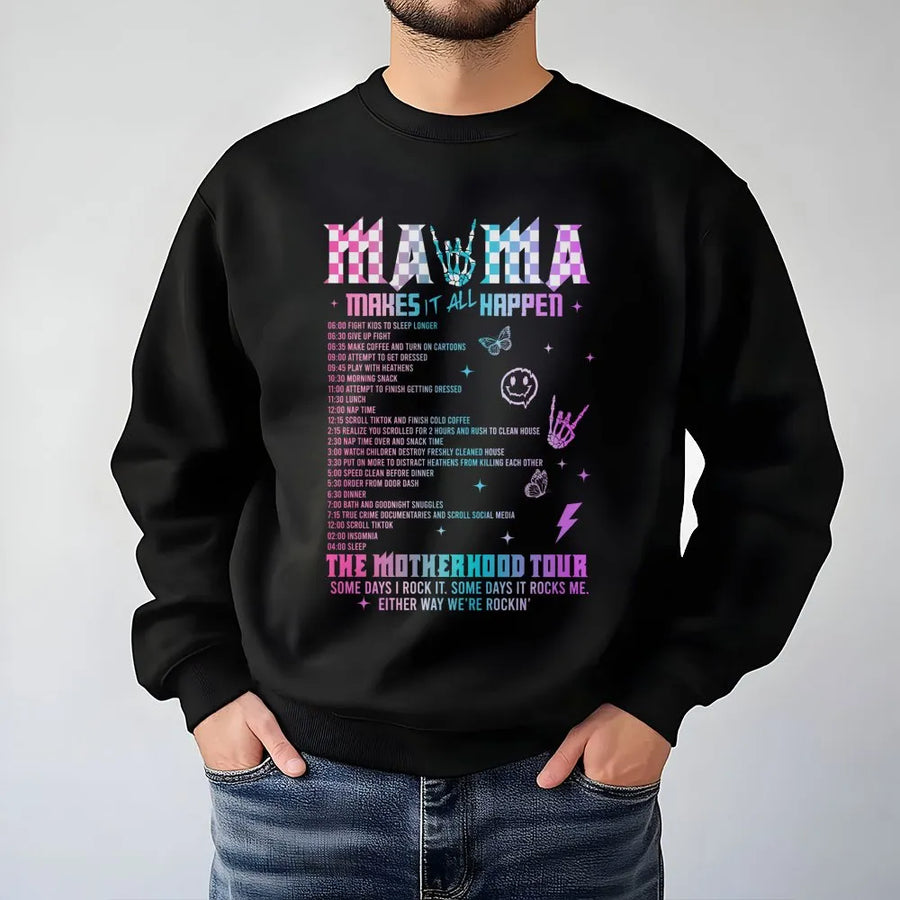 Mama The Motherhood Tour Sweatshirt | Funny Rocker Mom Graphic Tee | Premium Cotton Blend | Perfect Mother's Day 2026 Gift for Tired Moms