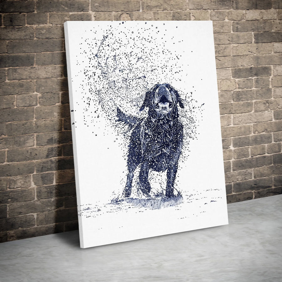 Shaking Wet Dog Canvas Print | Minimalist Ink Sketch Wall Art | Premium Gallery Wrap 1.25" Thick | Gift for Dog Lover, Vet Office Decor