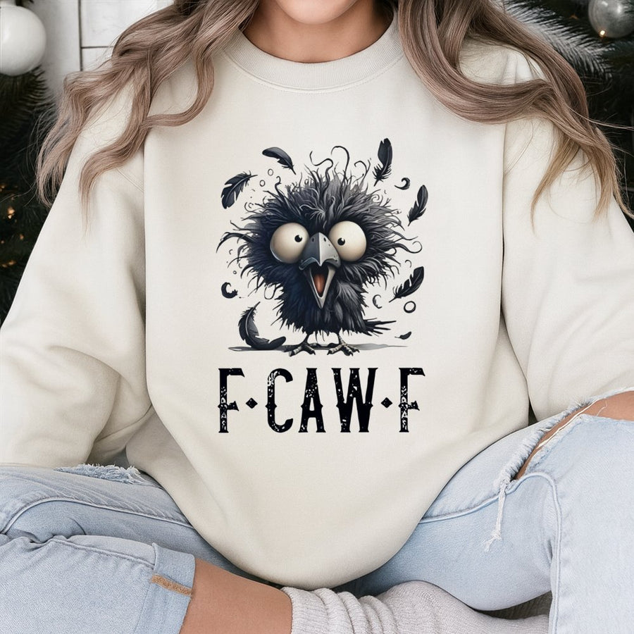F-CAW-F Crow Sweatshirt | Funny Sassy Bird Graphic | Premium Cotton Blend | Quirky Raven Lover Gift for Men and Women