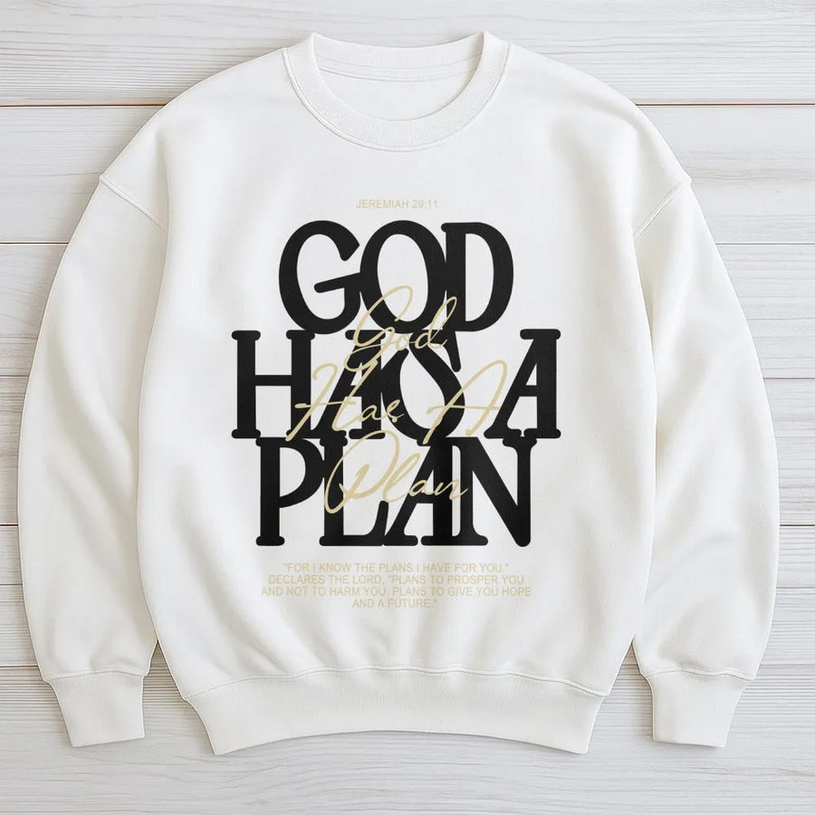 God Has A Plan Sweatshirt | Jeremiah 29:11 Bible Verse Scripture | Premium Soft Unisex Pullover | Christian Faith Inspirational Gift