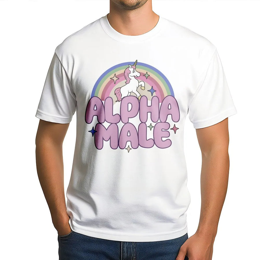 Alpha Male Unicorn T-Shirt | Funny Sarcastic Graphic Tee | Premium 100% Cotton | Humorous Gift for Men and Women