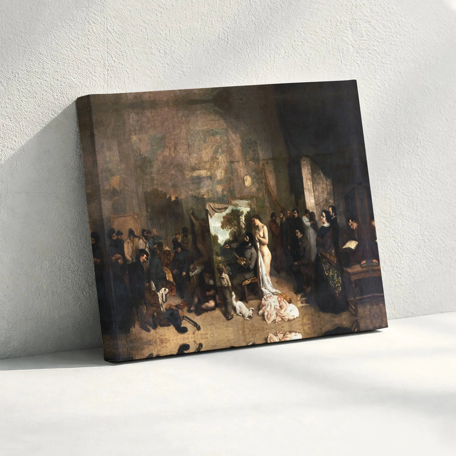 The Artist's Studio Canvas Wall Art | Gustave Courbet Painting Reproduction | 1.25" Thick Gallery Wrap | Classic Fine Art Home Decor Gift