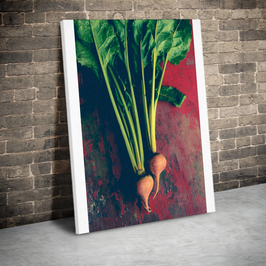 Golden Beets Canvas Wall Art | Rustic Vegetable Still Life Print | Premium Gallery Wrap Canvas | Modern Farmhouse Kitchen Decor Gift for Chef