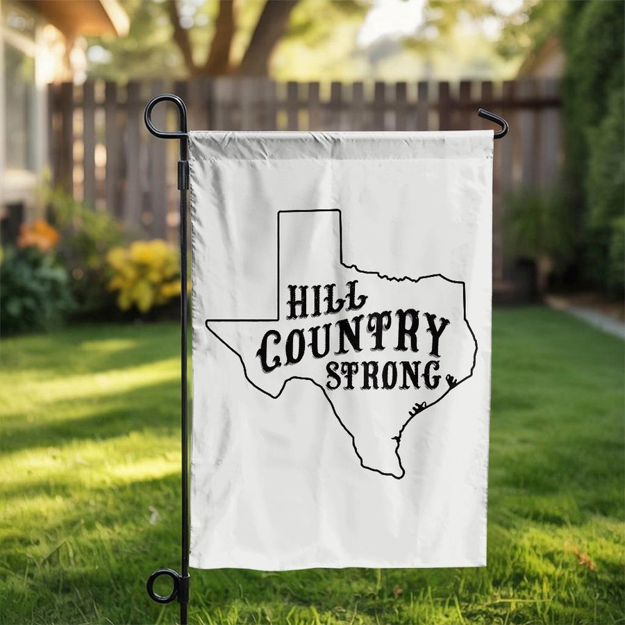 Hill Country Strong Texas Flag | Minimalist State Outline Garden Decor | Premium Weather-Resistant Polyester | Patriotic Texas Pride Gift