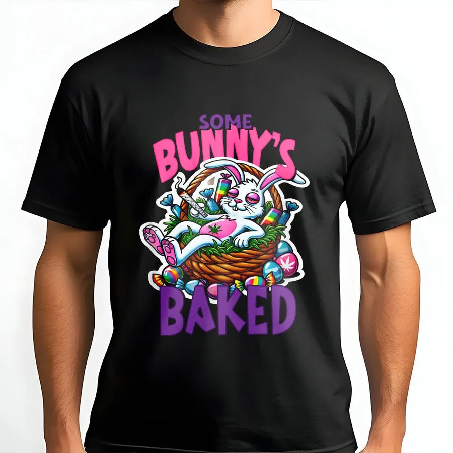 Funny 420 Easter Bunny Shirt | Some Bunny's Baked Graphic Tee | Soft Cotton Unisex Tee | Novelty Stoner Gift for Weed Lovers