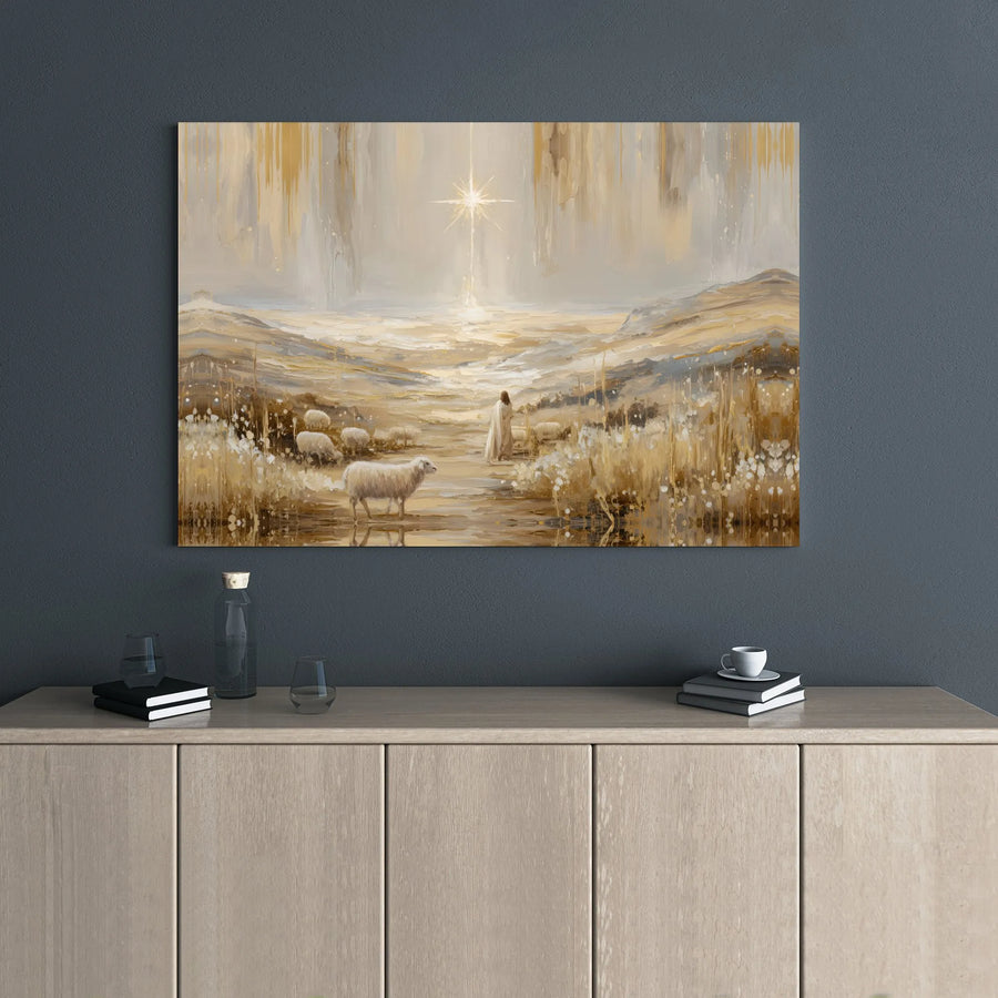 Jesus The Good Shepherd Canvas Art | Abstract Christian Wall Decor | Premium Gallery Wrap Print | Faithful Religious Gift for Home