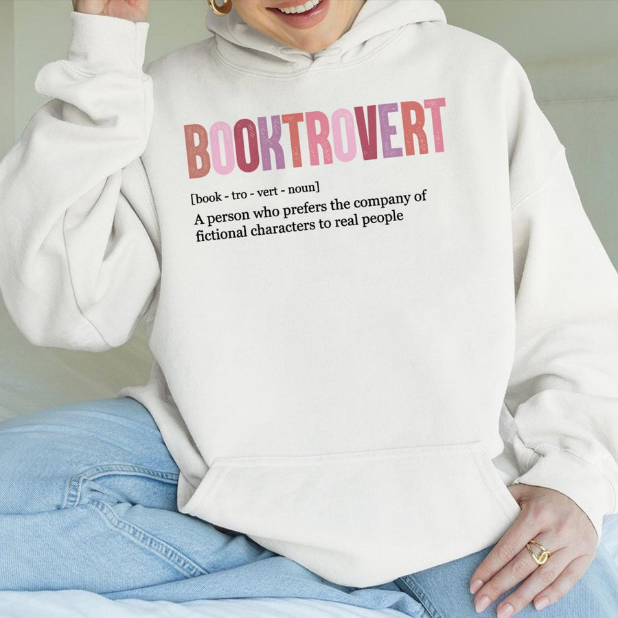 Booktrovert Hoodie | Definition Reading Design | Soft Cotton-Polyester Blend | Funny Book Lover Gift for Readers and Librarians