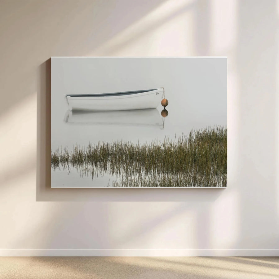Minimalist Boat Canvas Wall Art | Tranquil Seascape Photography | Premium Gallery Wrap Canvas | Living Room & Office Art Gift