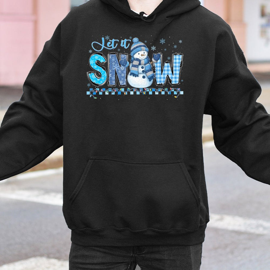 Let It Snow Christmas Hoodie | Retro Snowman Graphic Sweatshirt | Premium Cotton-Blend Pullover | Cozy Winter Holiday Gift for Women and Men