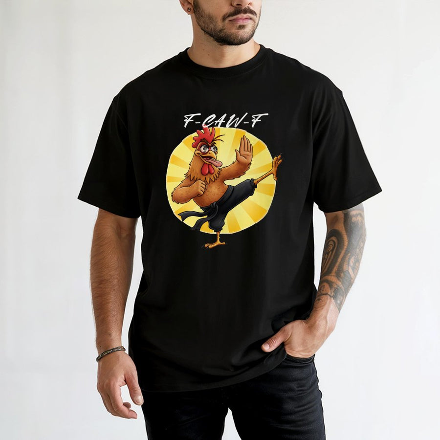 Funny Chicken T-Shirt | Kung Fu Karate Martial Arts Graphic | 100% Cotton Premium Tee | Unique Animal Lover Gift for Men and Women