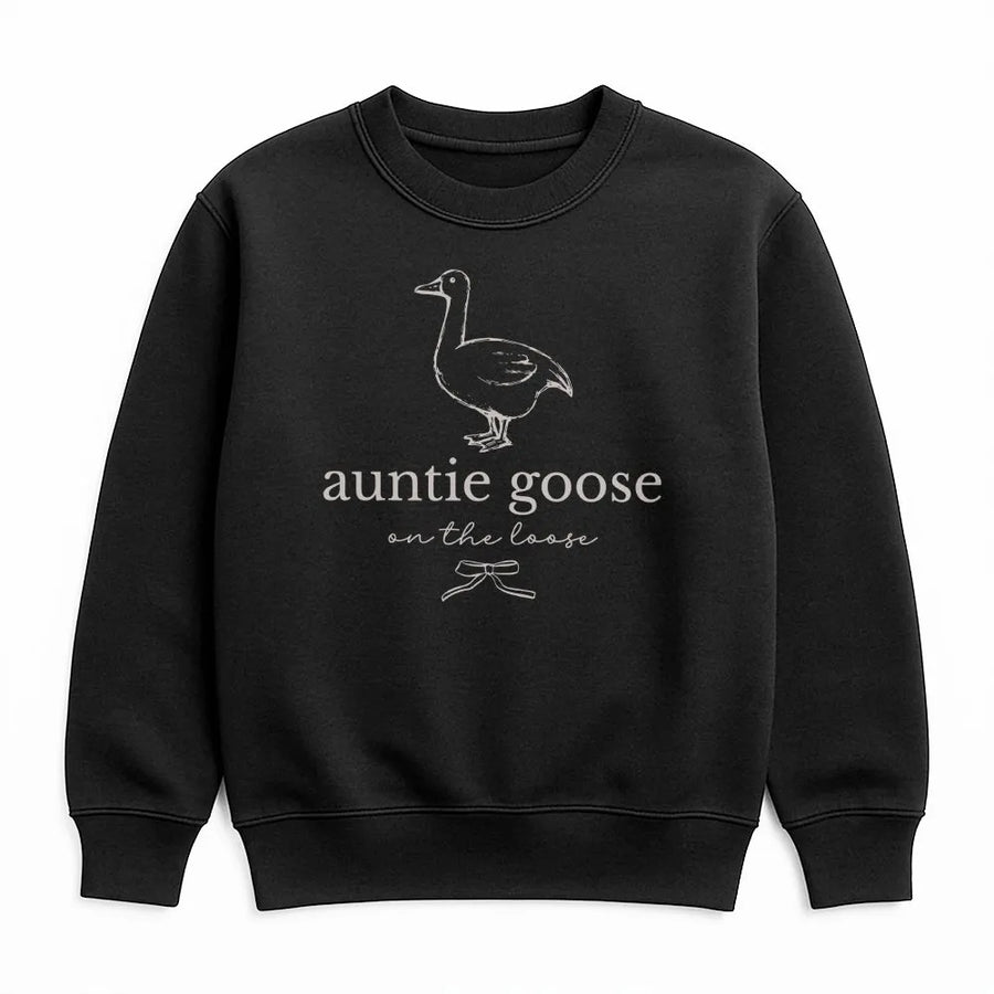 Auntie Goose Sweatshirt | Coquette Goose On The Loose Graphic Tee | Soft Cotton Shirt | Funny Gift for New Aunt from Niece or Nephew