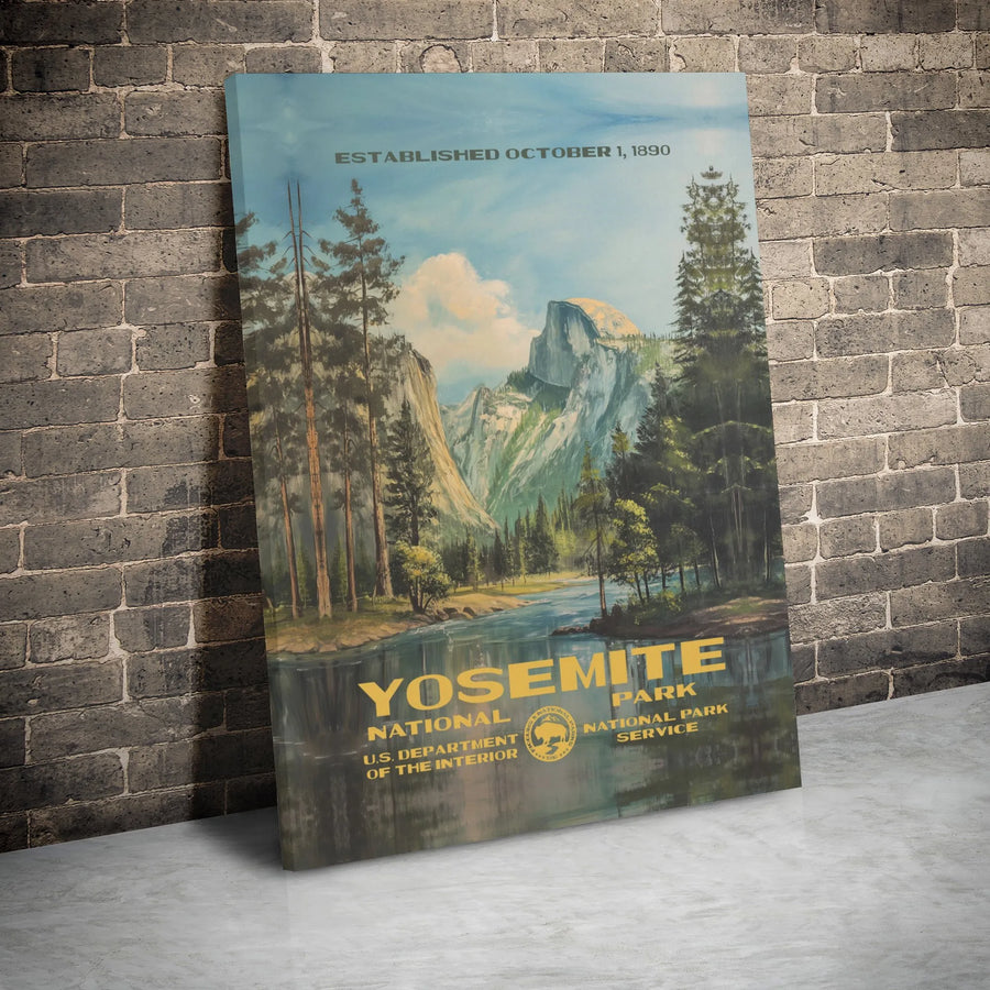 Yosemite National Park Poster | Vintage Travel Landscape Art | Gallery Wrapped Canvas | Premium Nature Gift for Outdoor Enthusiasts