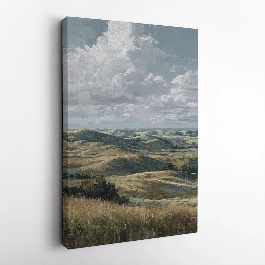 Rolling Hills Canvas Wall Art | Vintage Countryside Scenery Print | Premium Gallery Quality Canvas | Farmhouse Living Room Decor Gift