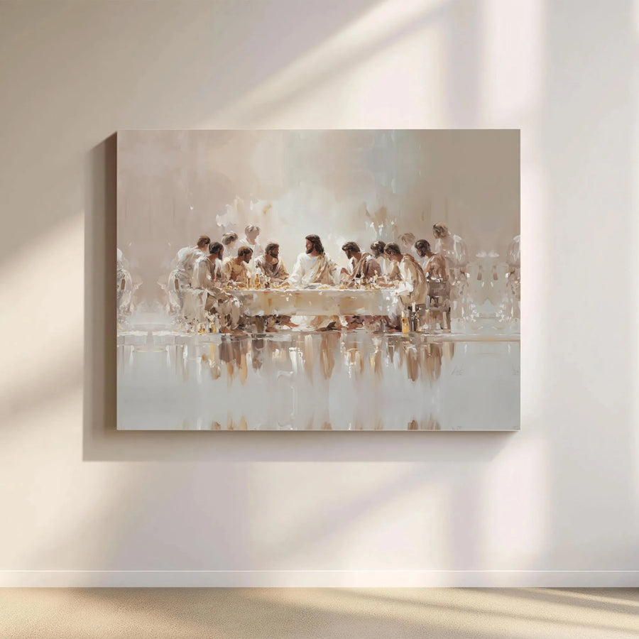 The Last Supper Canvas Wall Art | Modern Abstract Jesus Painting | Premium Gallery Wrapped Canvas | Christian Home Decor Gift
