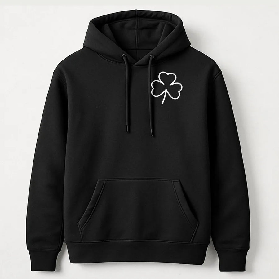 Shamrock Hoodie | Minimalist Clover Outline Design | Premium Cotton-Blend Fleece | St. Patricks Day Irish Gift For Men And Women