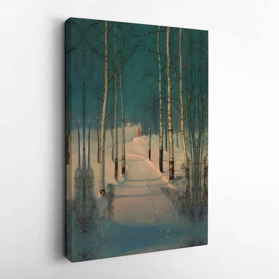Winter Forest Canvas Wall Art | Snowy Birch Tree Path Print | Gallery-Quality 1.25" Profile | Cozy Holiday Home Decor Gift