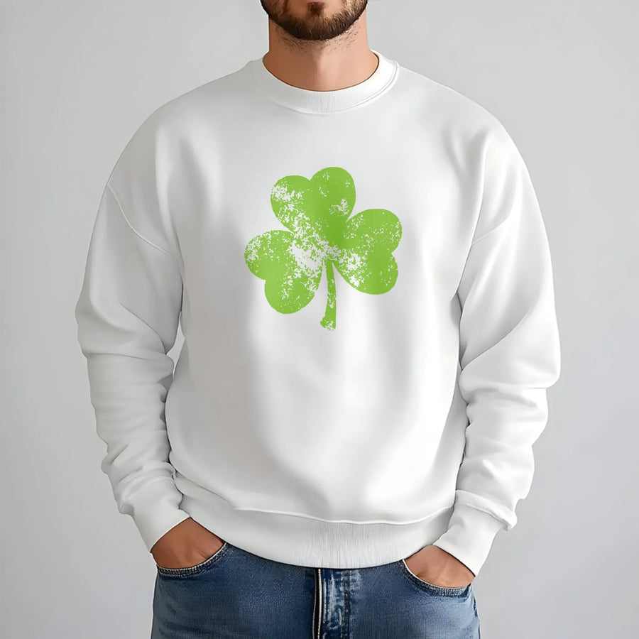 Vintage Shamrock Sweatshirt | Distressed Clover Graphic Design | Premium Soft Cotton Blend | St Patricks Day Gift For Men And Women