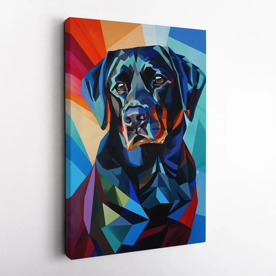 Rottweiler Wall Art Canvas | Geometric Colorful Polygon Dog Portrait | Premium 1.25 Inch Gallery Wrap | Gift for Dog Lovers & Pet Owners