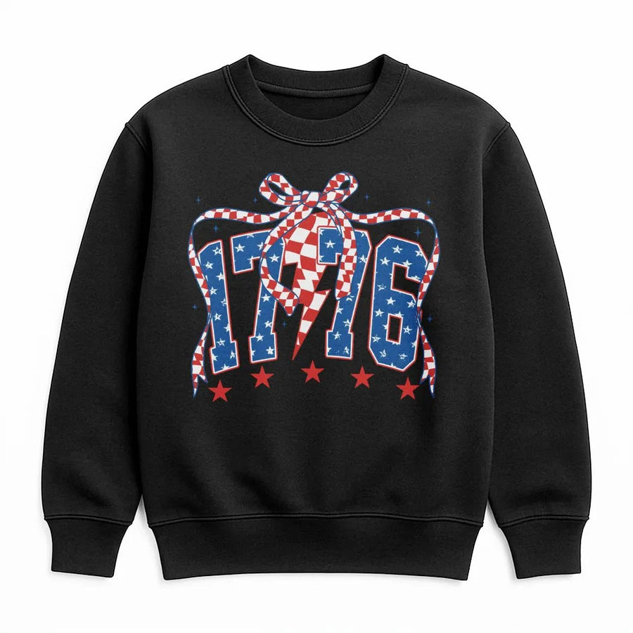 Patriotic USA Sweatshirt | Retro 1776 American Flag Design | Premium Cotton-Poly Blend | Cozy Coquette Aesthetic Gift for Women and Men