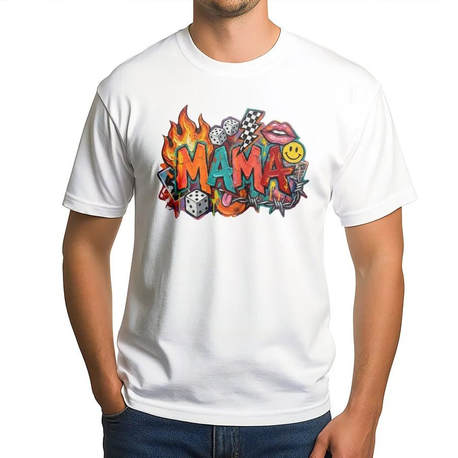 Retro Mama Graffiti T-Shirt | 90s Street Art Style Graphic | Soft Cotton Unisex Tee | Trendy Mother's Day Gift for Cool Moms