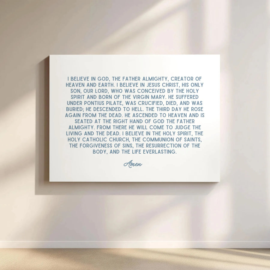 Apostles' Creed Wall Art | Modern Christian Typography Prayer Canvas | Premium Gallery-Wrapped Print | Religious Home Decor Gift for Believers