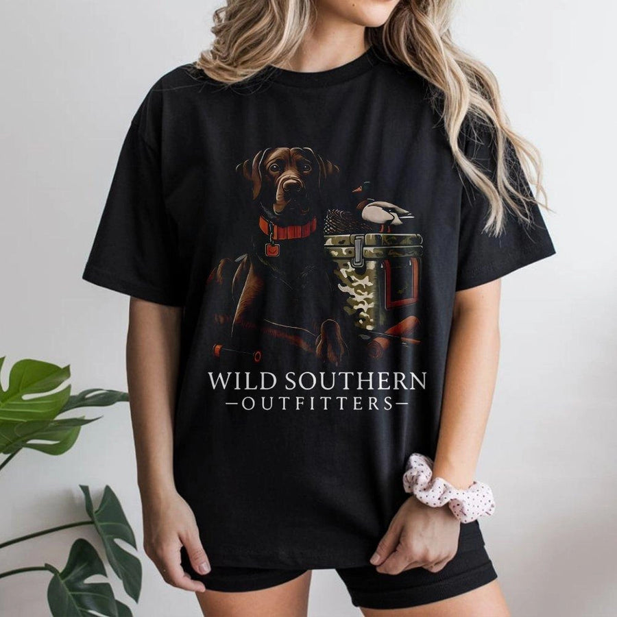 Labrador Retriever Hunting T-Shirt | Duck Hunter Wildlife Graphic | Premium Cotton Apparel | Gift for Duck Hunters and Dog Lovers