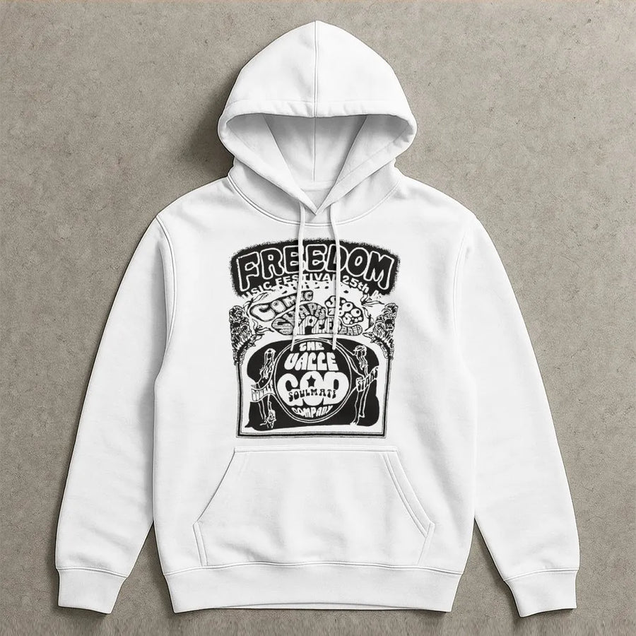 Freedom Music Festival Hoodie | Vintage 70s Psychedelic Graphic | Premium Cotton Blend | Retro Concert Lover Gift