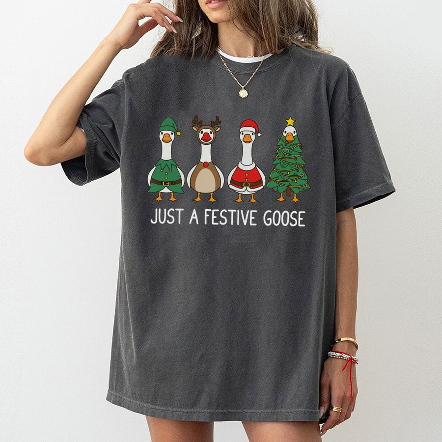 Funny Christmas Goose T-Shirt | Festive Holiday Bird Graphic | 100% Cotton Premium Tee | Cute Xmas Animal Lover Gift