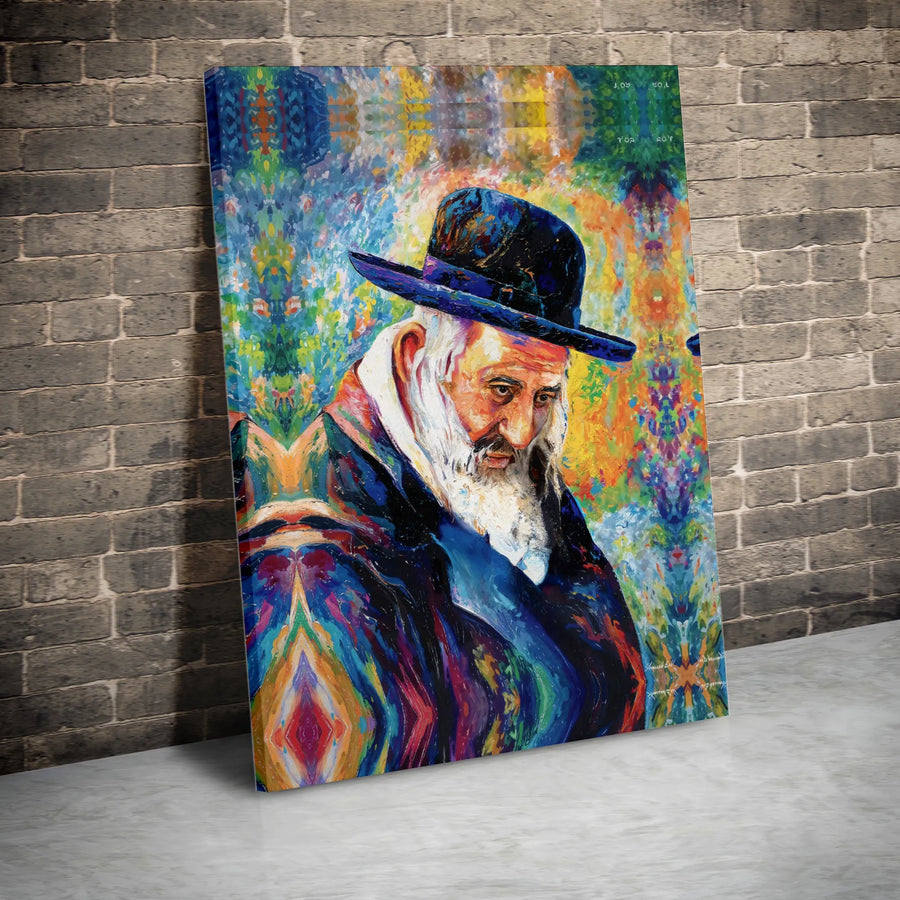 Orthodox Jewish Rabbi Canvas Wall Art | Colorful Abstract Portrait | Premium Gallery Wrap Print | Judaica Home Decor Gift