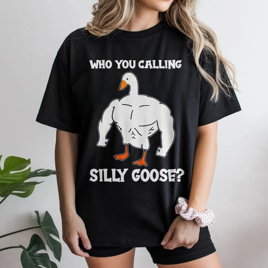 Silly Goose Gym T-Shirt | Funny Muscular Duck Meme Graphic | Premium Soft Cotton Tee | Hilarious Workout Gift for Men and Women