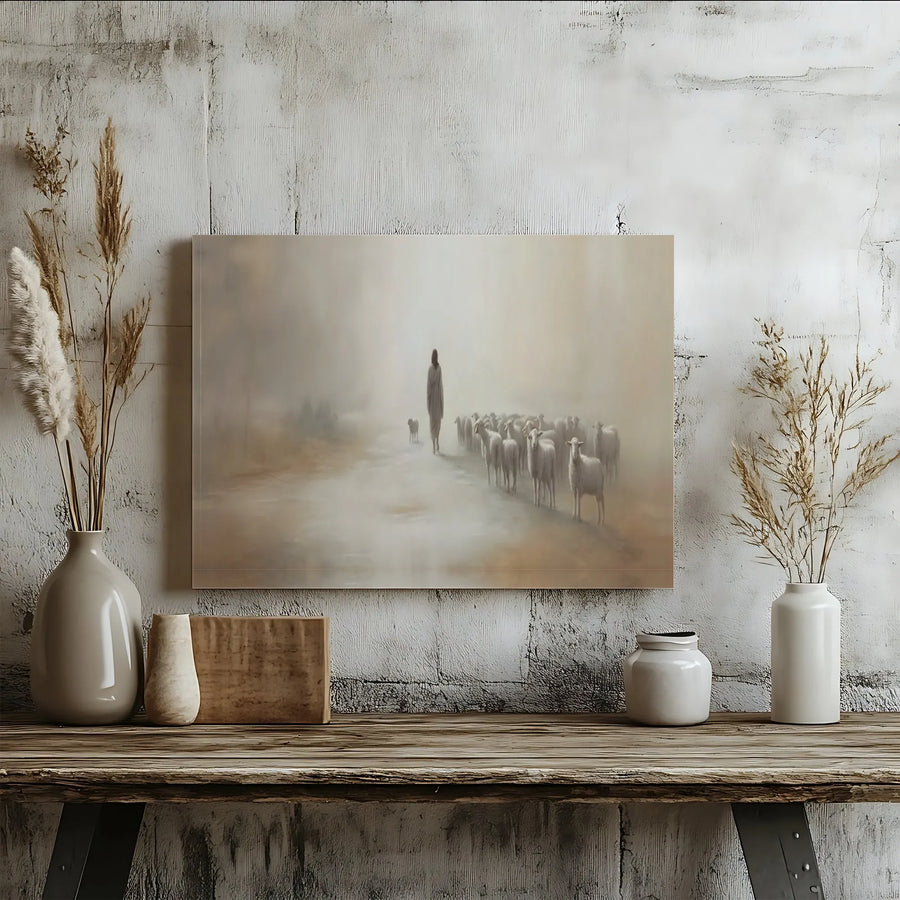 Jesus Good Shepherd Canvas Print | The Good Shepherd Painting Wall Art | Premium Stretched Canvas | Christian Home Decor Faith Gift