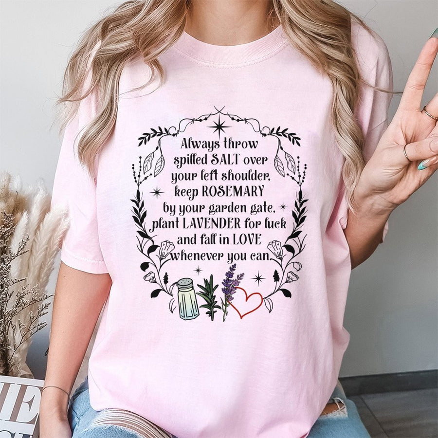 Witchy Salt Rosemary Lavender T-Shirt | Magical Botanical Quote Graphic | Premium 100% Cotton | Spiritual Aesthetic Gift for Her