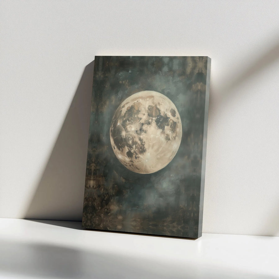 Full Moon Canvas Wall Art | Vintage Celestial Painting Print | Premium Gallery Wrapped Canvas | Living Room & Bedroom Decor