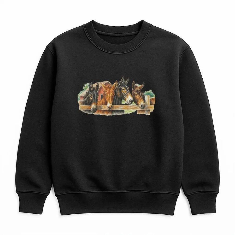 Vintage Horse Sweatshirt | Western Farm Scene Graphic Sweatshirt | Premium Cotton Blend | Gift for Country Cowboy & Rodeo Lovers